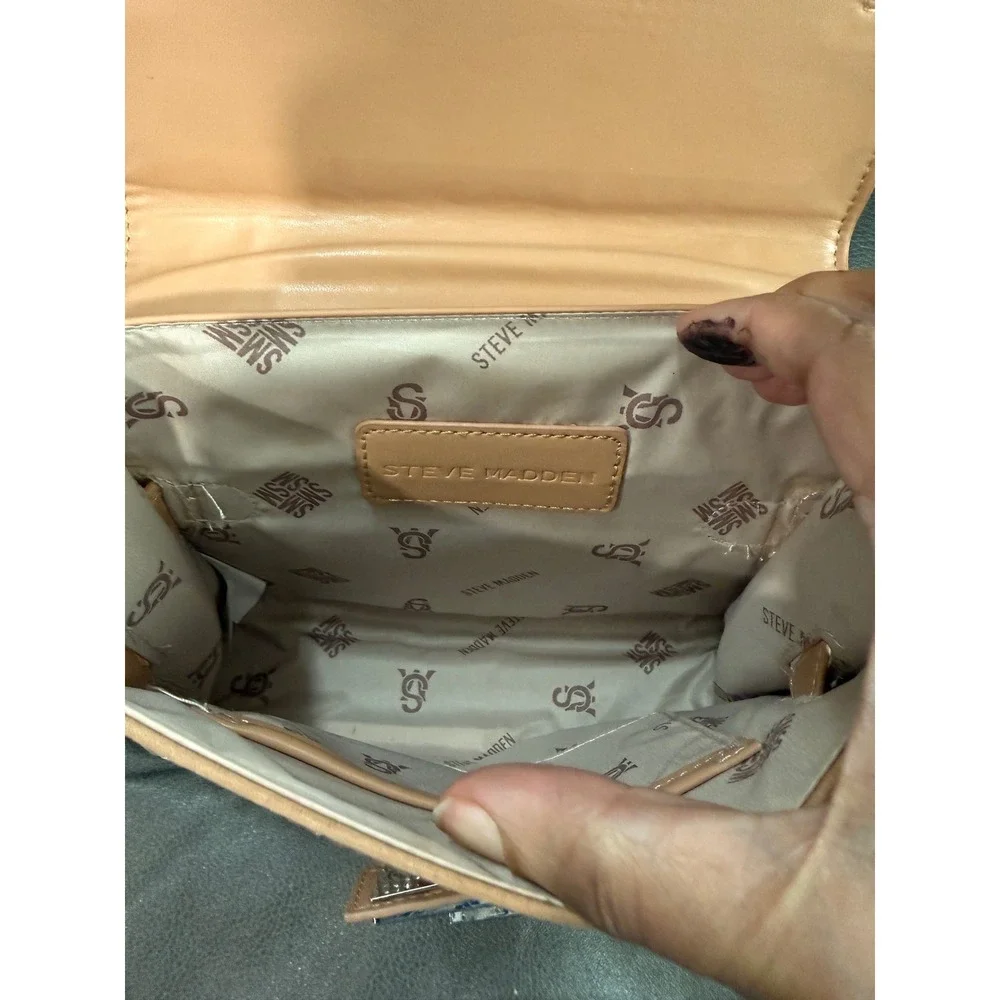 Steve Madden Tan Rhinestone Top Handle Bag‎ Nude Sparkly Evening Handbag